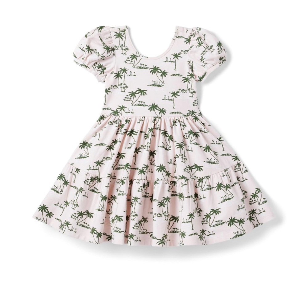 Janie and jack chalk palm puff sleeves dress NWT size 12-18 months NWT